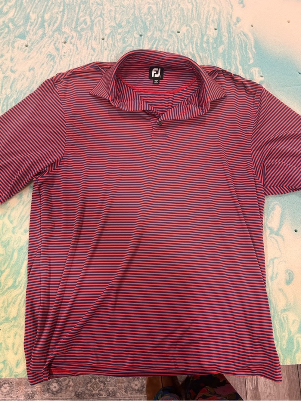 FootJoy Men’s Red and Navy Striped Golf Polo
